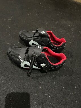 Peloton Black and Red women’s  Cycling Shoes with White Accents